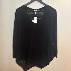 Joie Blouse Asymmetrical Long Sleeve Tambrel F Pullover Caviar Black Casual